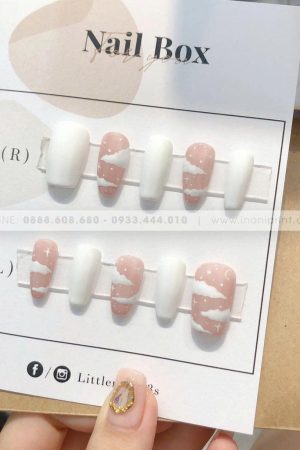 Nail box mây trắng mix hồng siêu xinh